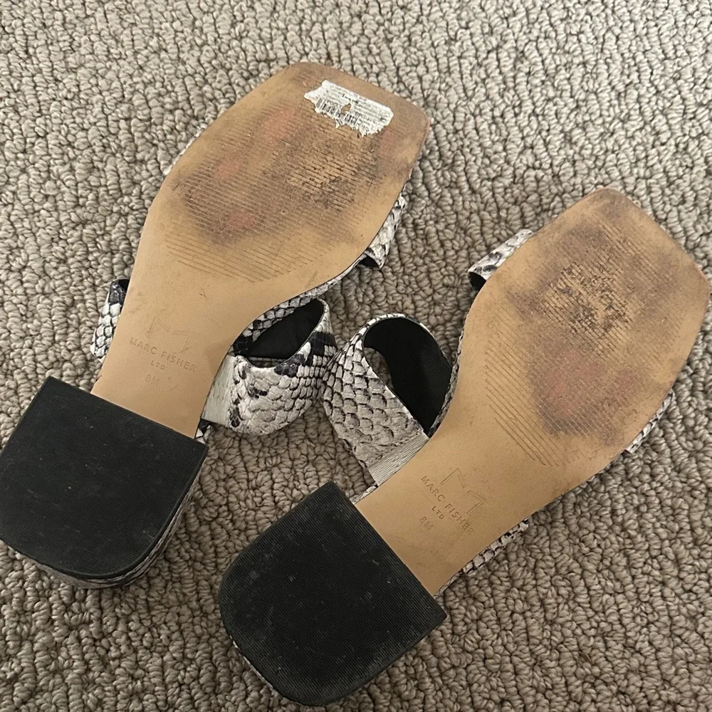 Marc Fisher Black and White Snakeskin Sandals - Picture 3 of 3